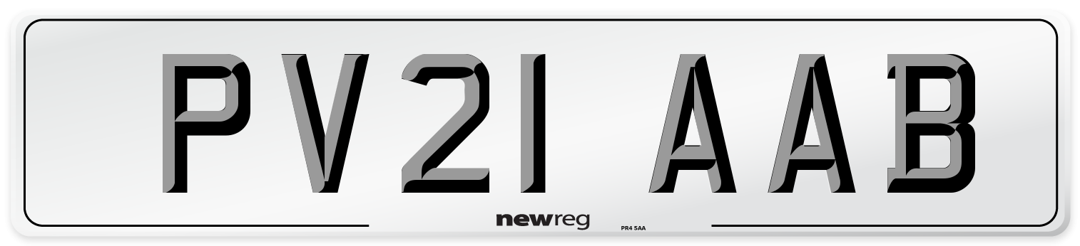 PV21 AAB Number Plate from New Reg